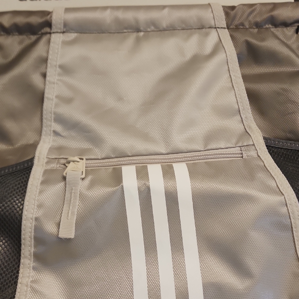 Adidas Metallic Gray Drawstring Backpack - image 4